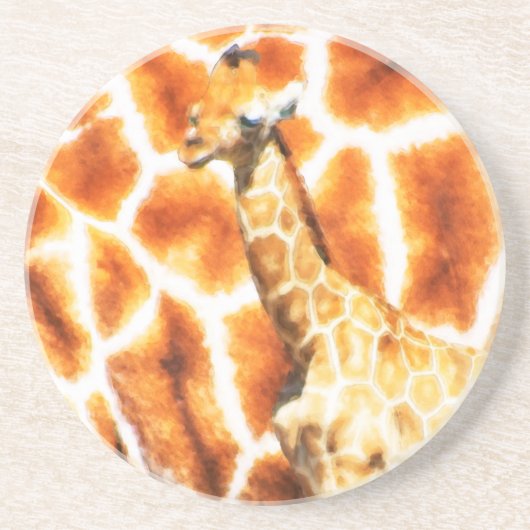Baby Giraffe Zandsteen Onderzetter (Voorkant)