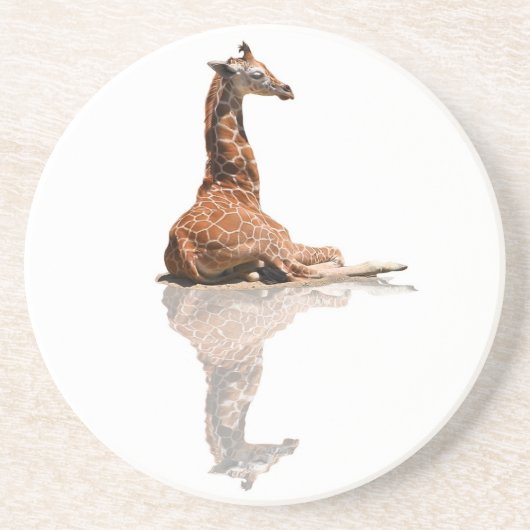 BABY GIRAFFE ZANDSTEEN ONDERZETTER (Voorkant)