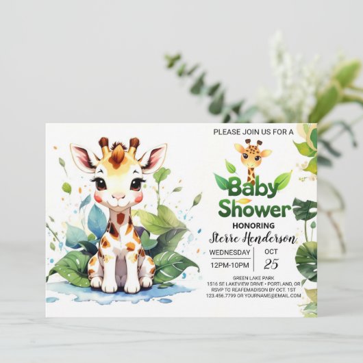 Baby Giraffe's grillige Baby shower Kaart (Staand voorkant)