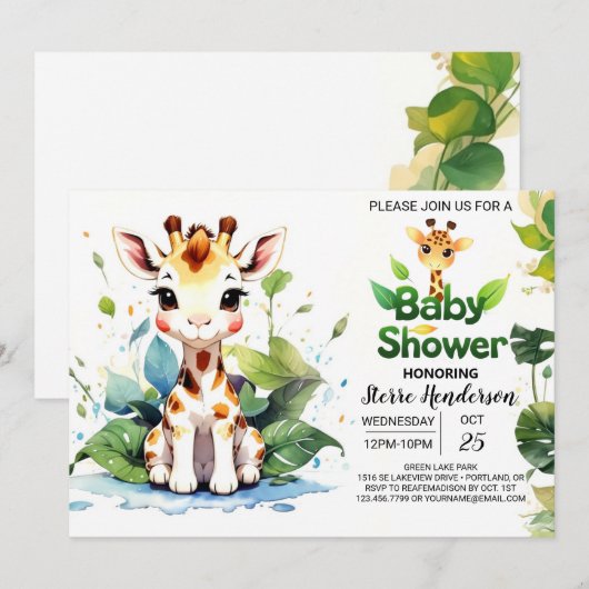 Baby Giraffe's grillige Baby shower Kaart (Voorkant / Achterkant)