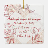 Baby Girl 1 kerstgeboorte Stats Foto roze Keramisch Ornament (Achterkant)