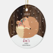 Baby Girl 1e kerstbos Fox gepersonaliseerd Keramisch Ornament (Links)