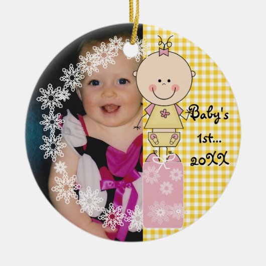 Baby Girl 1e kerstcadeau, aangepast Ornament (Voorkant)