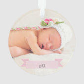 Baby Girl 1e kerstfoto Woliday Elegant Ornament (achterkant)