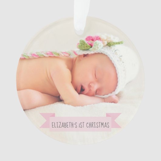 Baby Girl 1e kerstfoto Woliday Elegant Ornament (voorkant)