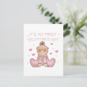 Baby Girl 1e Valentijnsdag Feestdagenkaart (Staand voorkant)