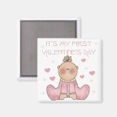 Baby Girl 1e Valentijnsdag Magneet (Voorkant / Achterkant)