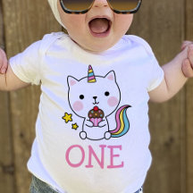 Baby Girl 1e verjaardag Eén kat Unicorn T-Shirt