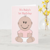 Baby Girl 1e verjaardag Kaart (Gele Bloem)