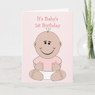 Baby Girl 1e verjaardag Kaart