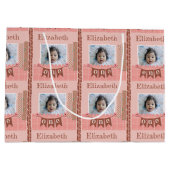 Baby Girl 1e verjaardag Roze Scrapbook Large Gift  Groot Cadeauzakje (Achterkant)