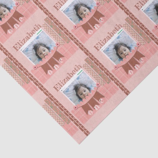 Baby Girl 1e verjaardag Roze stripboek Tissuepapier (Detail)