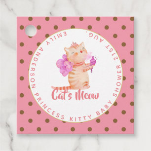 Baby Girl 1e verjaardagsfeestje prinses katten bed Bedankjes Labels