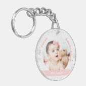 Baby Girl 2 Foto's Birth for Godmoeder Xmas Sleutelhanger (Voorkant Links)