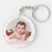 Baby Girl 2 Foto's Birth for Godmoeder Xmas Sleutelhanger (Achterkant)