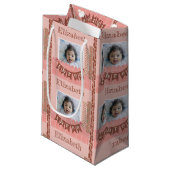 Baby Girl 3rd Birthday Pink Scrapbook Klein Cadeauzakje (Voorkant Gekanteld)