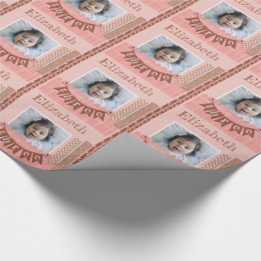 Baby Girl 3rd Birthday Pink Scrapbooking Cadeaupapier (Hoek)