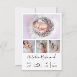 Baby Girl 4 Foto geboorteaankondiging Dank je Bedankkaart