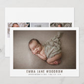 Baby Girl 4 Fotocollage Geboorteaankondiging (Voorkant / Achterkant)