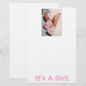 Baby Girl/aankondiging Briefpapier (Voorkant / Achterkant)