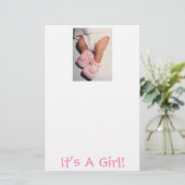 Baby Girl/aankondiging Briefpapier (Staand voorkant)