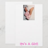 Baby Girl/Aankondiging Briefpapier (Voorkant / Achterkant)
