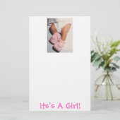 Baby Girl/Aankondiging Briefpapier (Staand voorkant)