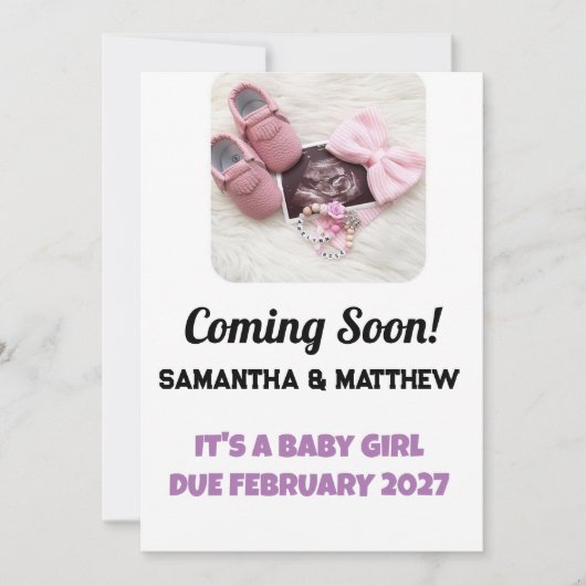 Baby Girl Aankondiging Echografie Foto Zwangerscha (Voorkant)