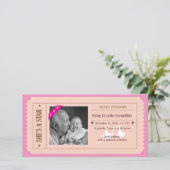 Baby Girl Aankondiging - Film Ticket Style (Staand voorkant)