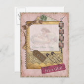  Baby Girl Aankondiging Foto (Voorkant / Achterkant)