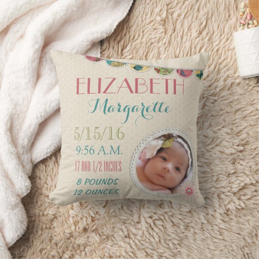 Baby Girl Aankondiging Foto Kussen (Deken)