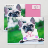 Baby Girl Aankondiging met Hond Custom (Voorkant / Achterkant)