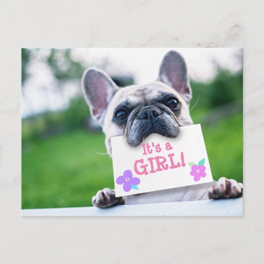 Baby Girl Aankondiging met Hond Custom (Voorkant)