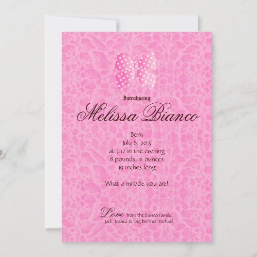 Baby Girl Aankondiging nodigt Poppen roze uit V (Achterkant)