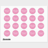 Baby Girl Achternaam Baby shower Sticker-Roze Wit Ronde Sticker (Vel)