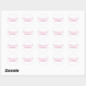 Baby Girl Achternaam Baby shower Sticker-Roze Wit Ronde Sticker (Vel)