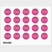 Baby Girl Achternaam Baby shower Sticker-Roze Wit Ronde Sticker (Vel)