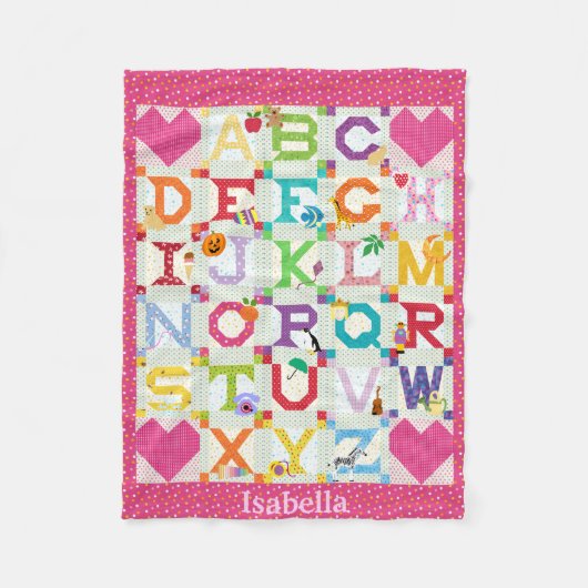 Baby Girl Alphabet Quilt Design Fleece Deken (Voorkant)