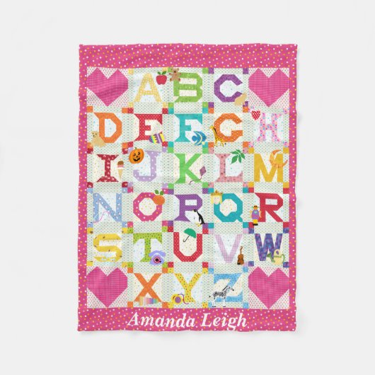 Baby Girl Alphabet Quilt Design Fleece Deken (Voorkant)