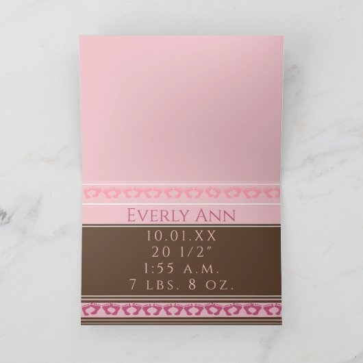 Baby Girl Annoucement Cute with your Photo Aankondiging (Binnen)