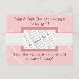 Baby Girl Announcement Briefkaart