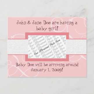 Baby Girl Announcement Briefkaart
