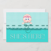 Baby Girl Announge Ze is hier Blauwgroen voor Baby (Voorkant)