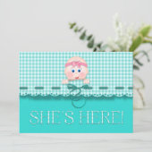 Baby Girl Announge Ze is hier Blauwgroen voor Baby (Staand voorkant)