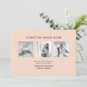 Baby Girl B/W Foto Collage Modern Peach Birth Aankondiging (Staand voorkant)