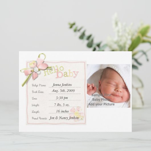 Baby Girl Baby Aankondiging Pasgeboren (Staand voorkant)