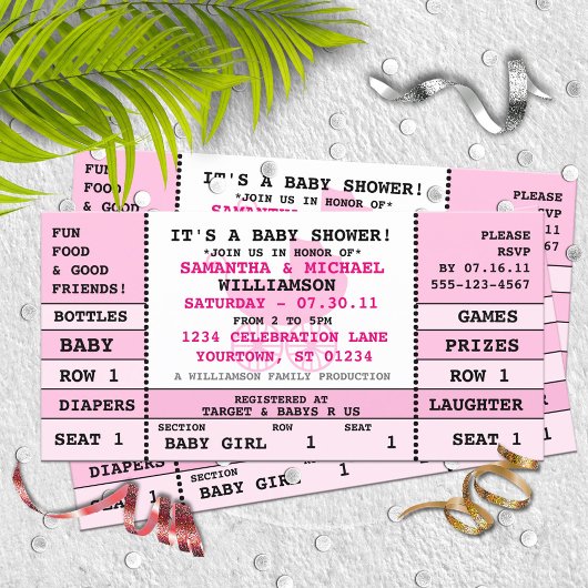 Baby Girl Baby shower Concert Ticket Uitnodiging
