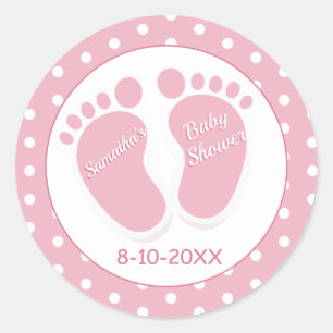 Baby Girl Baby shower Dank je poka Dot Pink Ronde Sticker