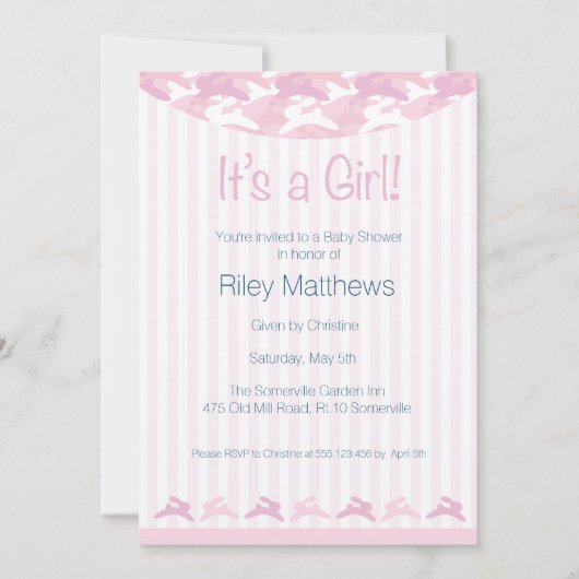 Baby Girl Baby shower Invitation Kaart (Voorkant)