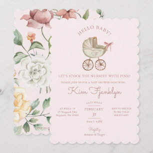 Baby Girl Baby shower nodigt  uit in roze Kaart